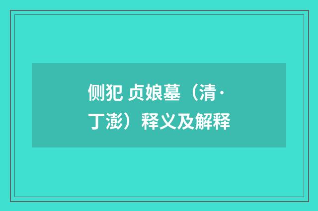 侧犯 贞娘墓（清·丁澎）释义及解释