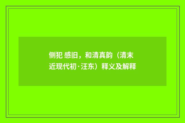 侧犯 感旧，和清真韵（清末近现代初·汪东）释义及解释