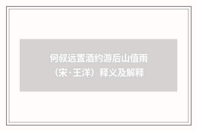 何叔远置酒约游后山值雨（宋·王洋）释义及解释