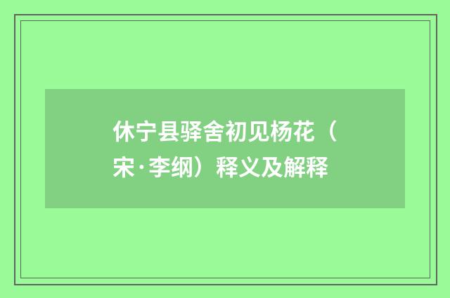休宁县驿舍初见杨花（宋·李纲）释义及解释