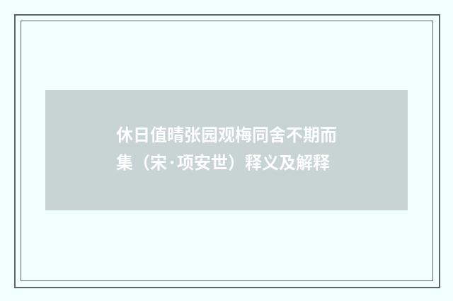休日值晴张园观梅同舍不期而集（宋·项安世）释义及解释
