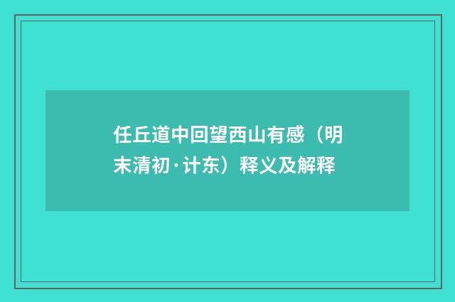任丘道中回望西山有感（明末清初·计东）释义及解释
