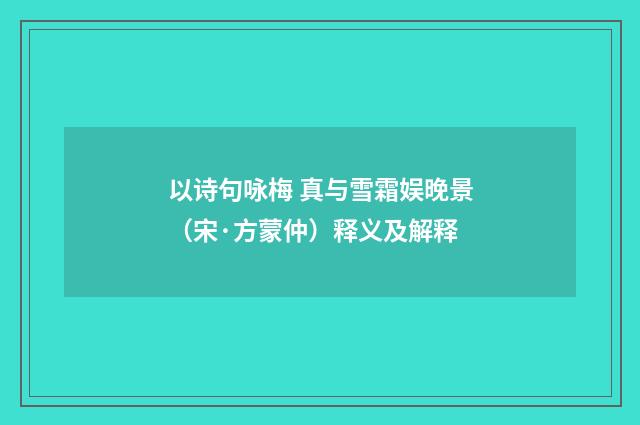 以诗句咏梅 真与雪霜娱晚景（宋·方蒙仲）释义及解释
