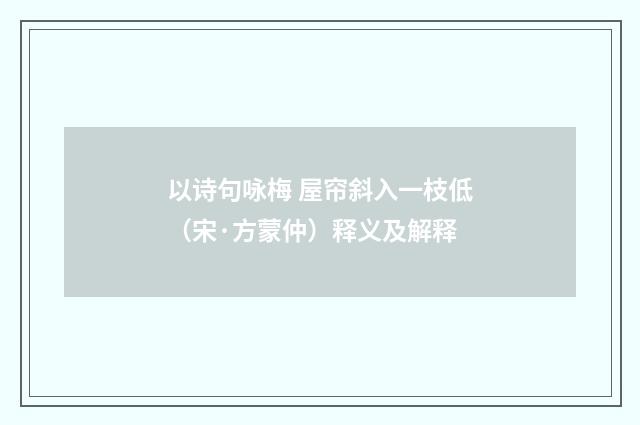 以诗句咏梅 屋帘斜入一枝低（宋·方蒙仲）释义及解释
