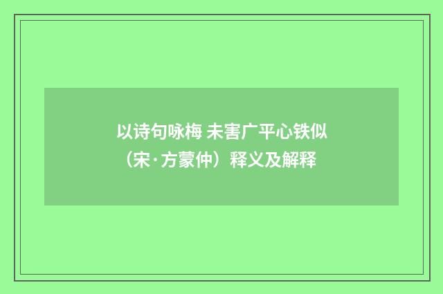 以诗句咏梅 未害广平心铁似（宋·方蒙仲）释义及解释