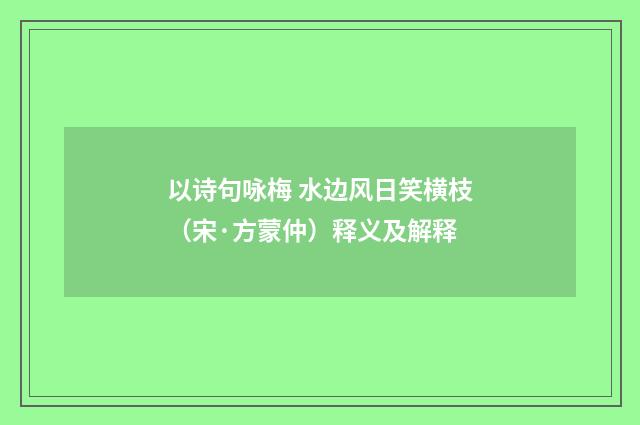 以诗句咏梅 水边风日笑横枝（宋·方蒙仲）释义及解释