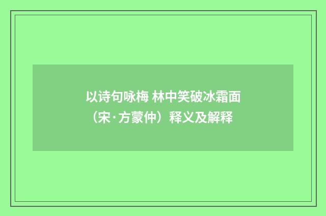 以诗句咏梅 林中笑破冰霜面（宋·方蒙仲）释义及解释