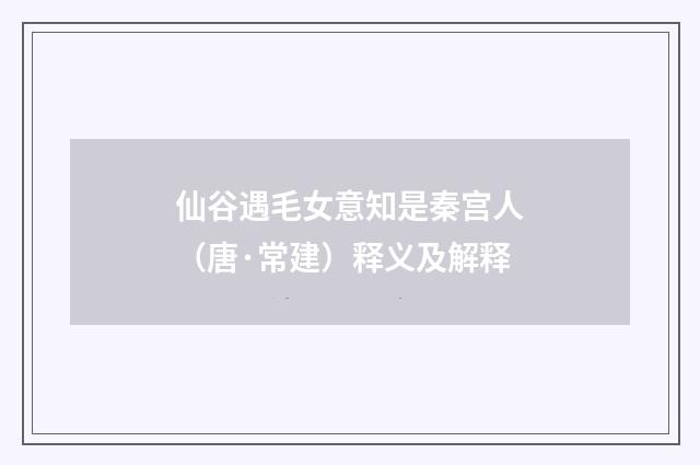 仙谷遇毛女意知是秦宫人（唐·常建）释义及解释