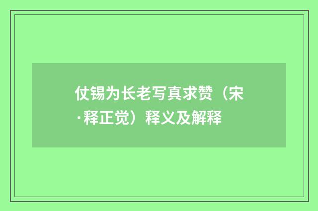仗锡为长老写真求赞（宋·释正觉）释义及解释