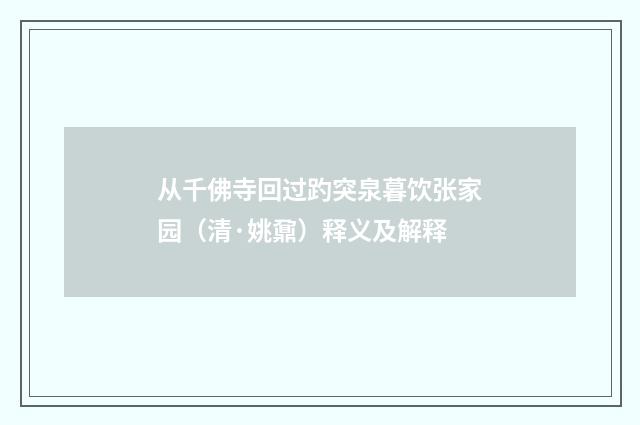 从千佛寺回过趵突泉暮饮张家园（清·姚鼐）释义及解释