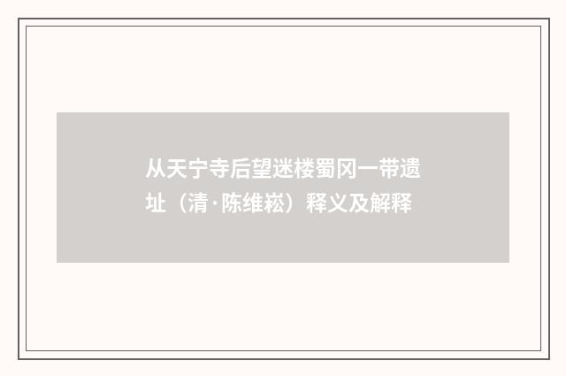 从天宁寺后望迷楼蜀冈一带遗址（清·陈维崧）释义及解释