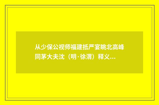 从少保公视师福建抵严宴眺北高峰同茅大夫沈（明·徐渭）释义及解释