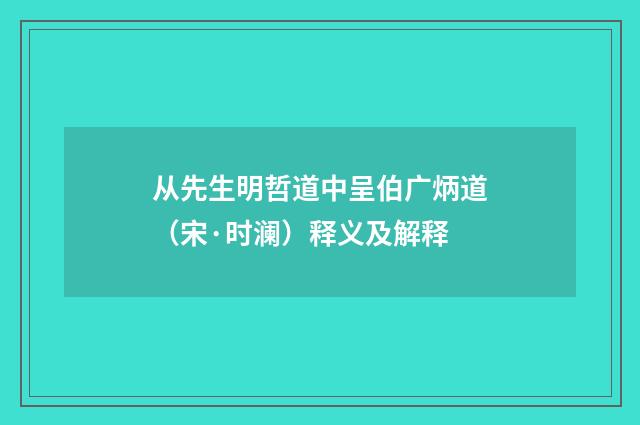 从先生明哲道中呈伯广炳道（宋·时澜）释义及解释