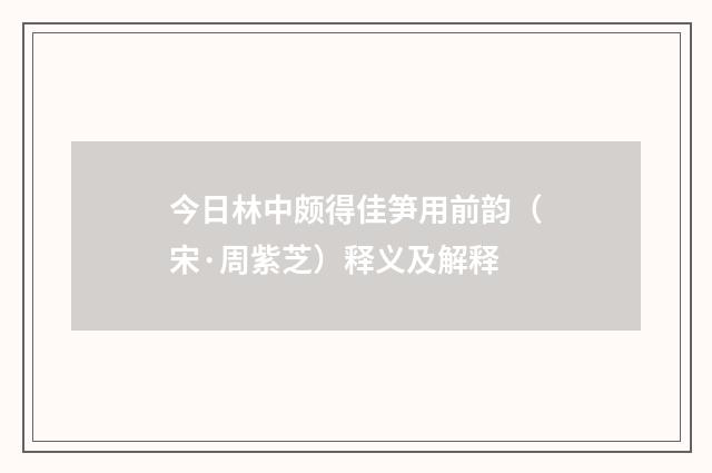 今日林中颇得佳笋用前韵（宋·周紫芝）释义及解释