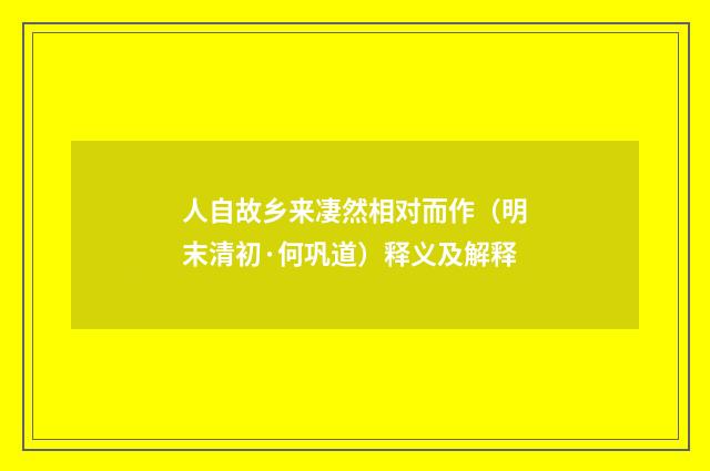 人自故乡来凄然相对而作（明末清初·何巩道）释义及解释