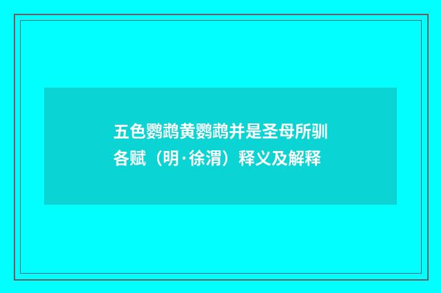 五色鹦鹉黄鹦鹉并是圣母所驯各赋（明·徐渭）释义及解释