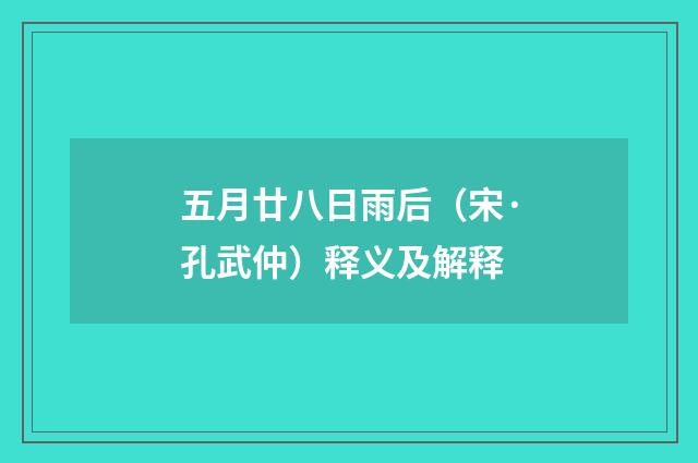 五月廿八日雨后（宋·孔武仲）释义及解释