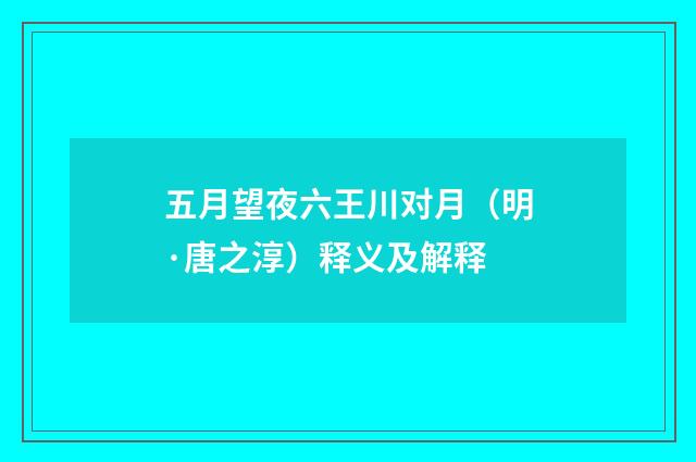 五月望夜六王川对月（明·唐之淳）释义及解释