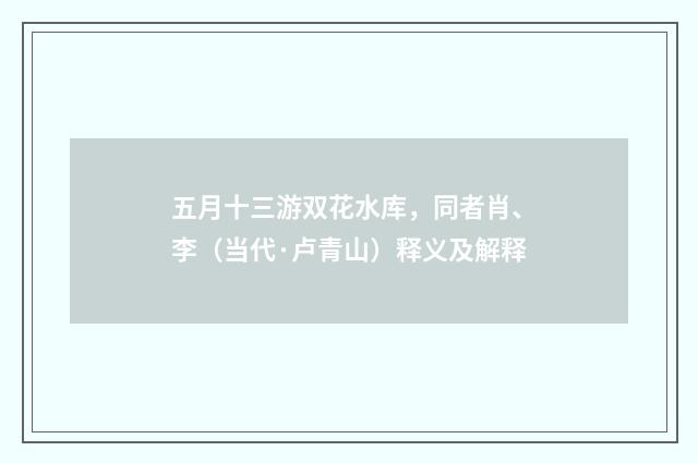 五月十三游双花水库，同者肖、李（当代·卢青山）释义及解释