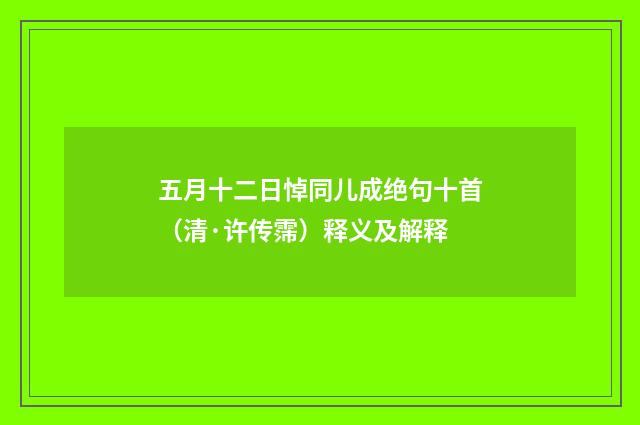 五月十二日悼同儿成绝句十首（清·许传霈）释义及解释