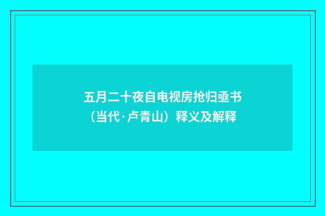 五月二十夜自电视房抢归亟书（当代·卢青山）释义及解释