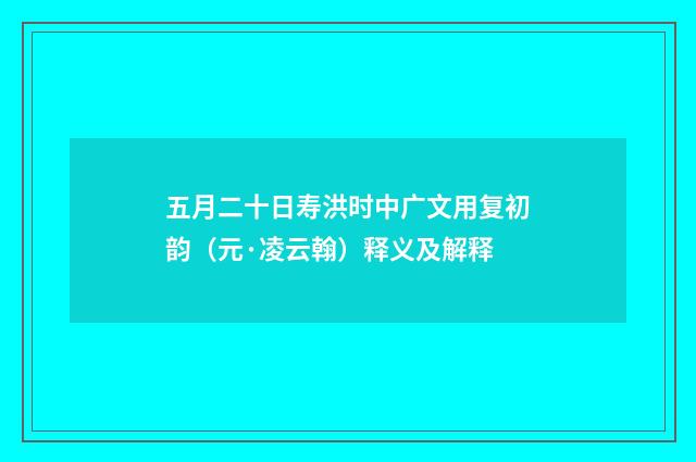 五月二十日寿洪时中广文用复初韵（元·凌云翰）释义及解释