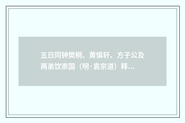 五日同钟樊桐、黄慎轩、方子公及两弟饮崇国（明·袁宗道）释义及解释