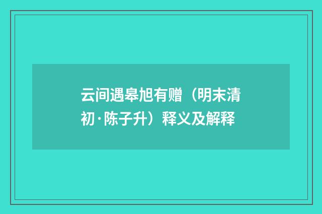 云间遇皋旭有赠（明末清初·陈子升）释义及解释