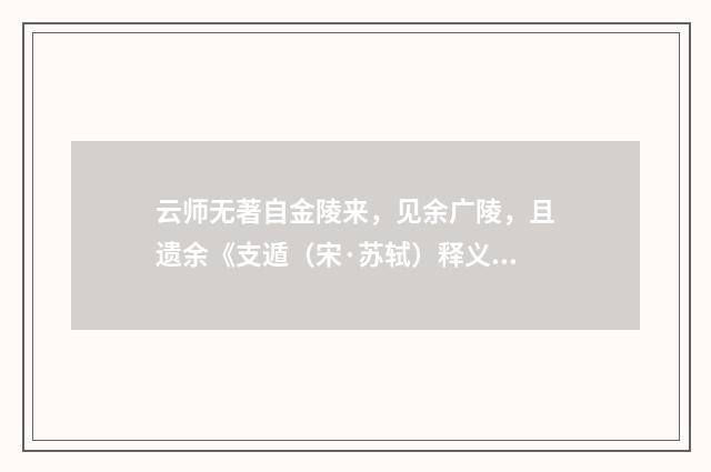 云师无著自金陵来，见余广陵，且遗余《支遁（宋·苏轼）释义及解释