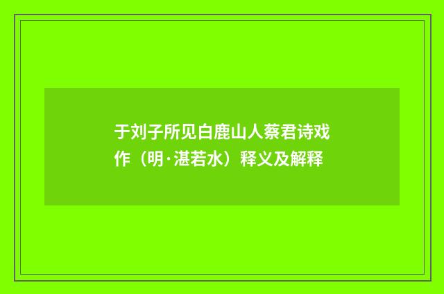 于刘子所见白鹿山人蔡君诗戏作（明·湛若水）释义及解释