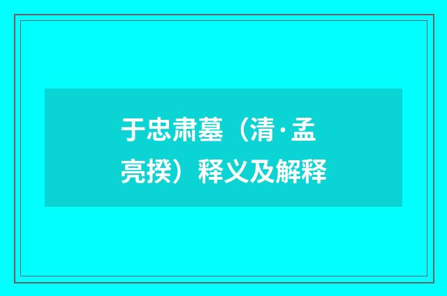 于忠肃墓（清·孟亮揆）释义及解释