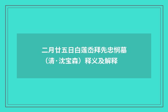 二月廿五日白莲岙拜先忠悯墓（清·沈宝森）释义及解释