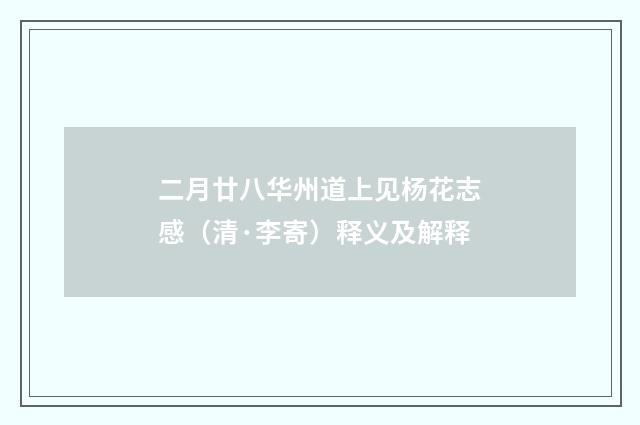 二月廿八华州道上见杨花志感（清·李寄）释义及解释