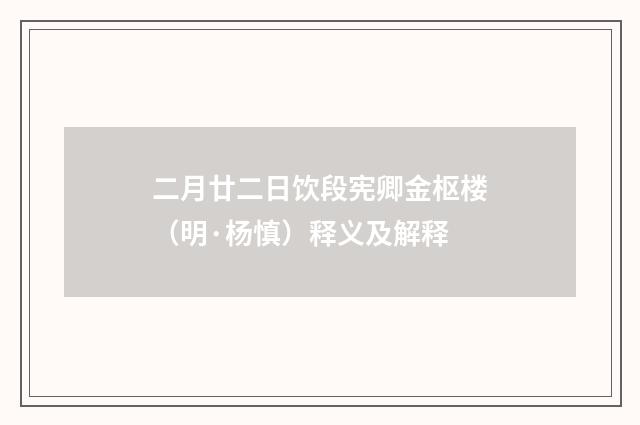 二月廿二日饮段宪卿金枢楼（明·杨慎）释义及解释