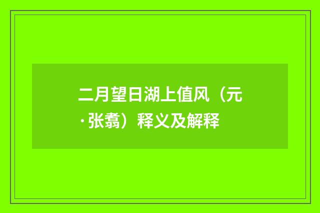二月望日湖上值风（元·张翥）释义及解释