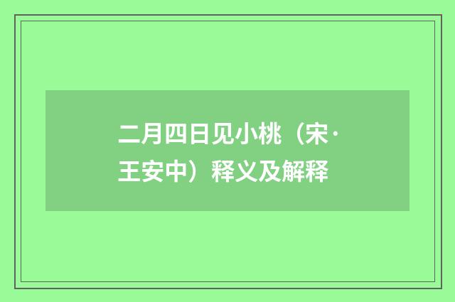 二月四日见小桃（宋·王安中）释义及解释