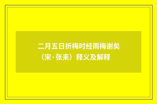 二月五日折梅时经雨梅谢矣（宋·张耒）释义及解释