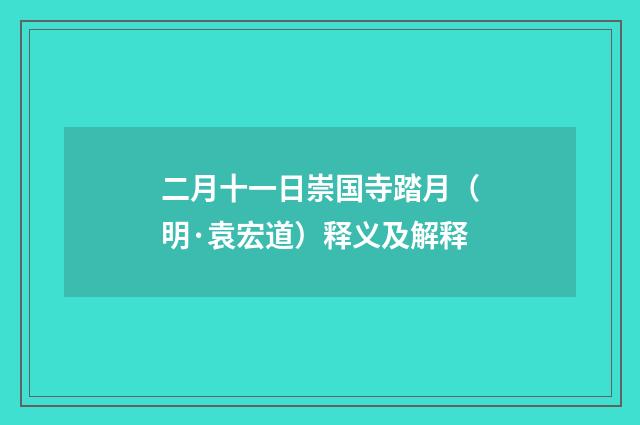 二月十一日崇国寺踏月（明·袁宏道）释义及解释