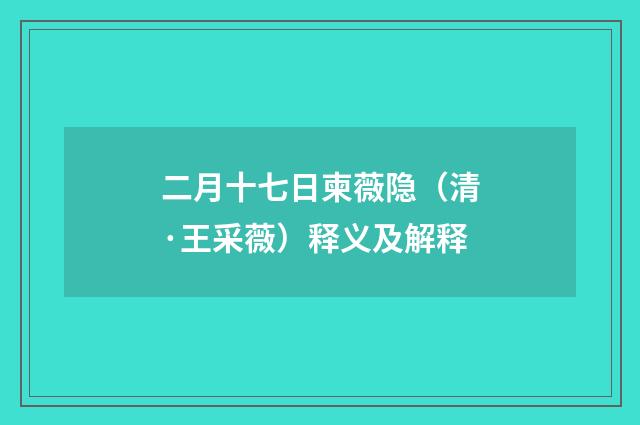 二月十七日柬薇隐（清·王采薇）释义及解释