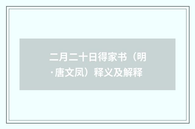 二月二十日得家书（明·唐文凤）释义及解释