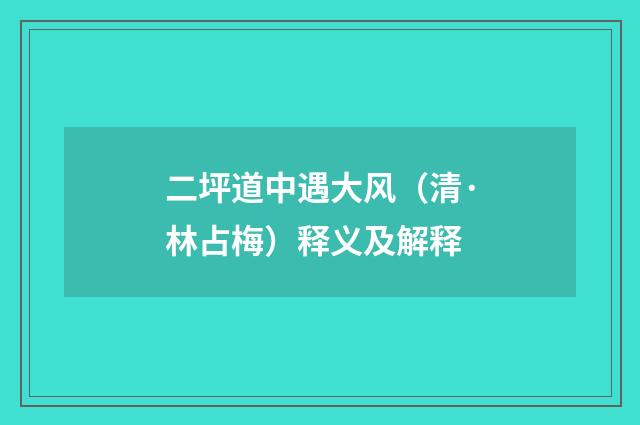 二坪道中遇大风（清·林占梅）释义及解释