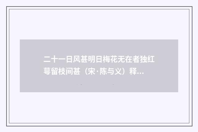 二十一日风甚明日梅花无在者独红萼留枝间甚（宋·陈与义）释义及解释