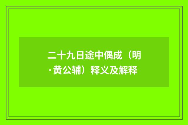 二十九日途中偶成（明·黄公辅）释义及解释
