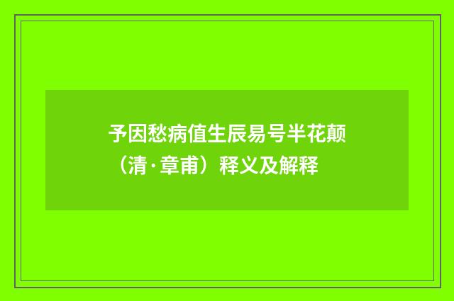 予因愁病值生辰易号半花颠（清·章甫）释义及解释