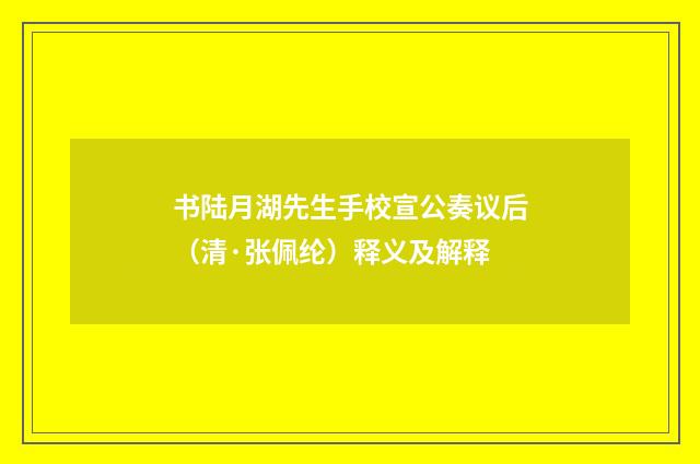 书陆月湖先生手校宣公奏议后（清·张佩纶）释义及解释