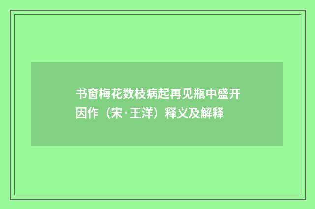 书窗梅花数枝病起再见瓶中盛开因作（宋·王洋）释义及解释
