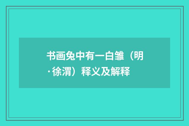 书画兔中有一白雏（明·徐渭）释义及解释
