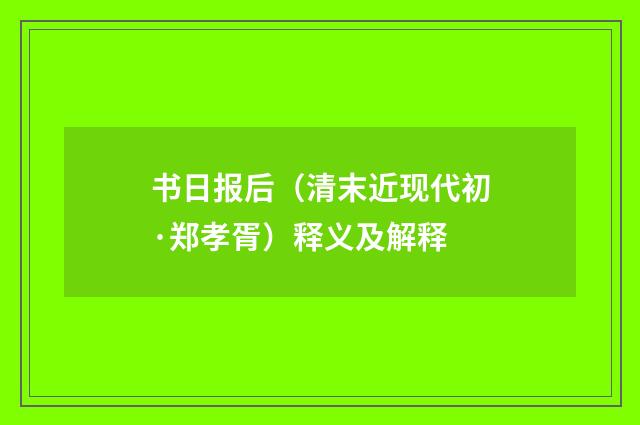 书日报后（清末近现代初·郑孝胥）释义及解释