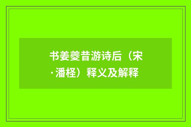 书姜夔昔游诗后（宋·潘柽）释义及解释