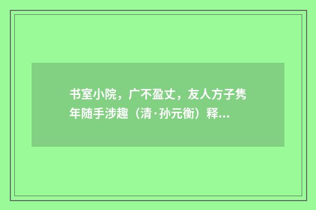 书室小院，广不盈丈，友人方子隽年随手涉趣（清·孙元衡）释义及解释